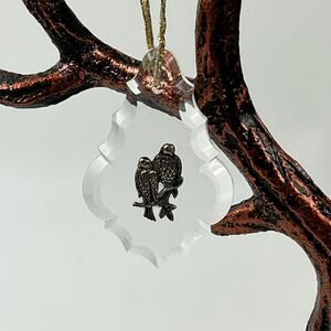 Reed & Barton Sterling Silver Birds Ornament Full Lead Crystal Hanging Panel 80s